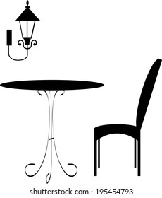 The view of furniture with lighting 