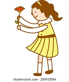 The view of girl with flower 