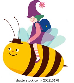 The view of girl on the bee 