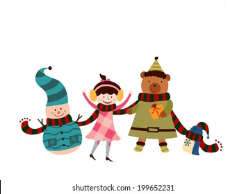 The view of girl in the winter 
