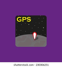 View GPS icon from space on a purple background