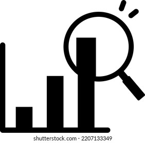 View graph with loupe isolated vector icon.