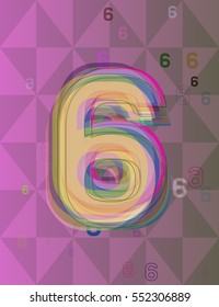 view of graphic Number 6 vector background, clever elegance into notice