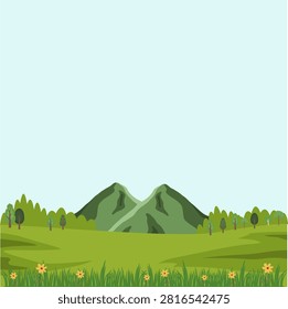 View of grasslands and mountains