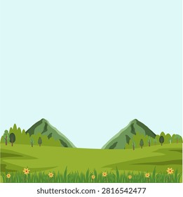 View of grasslands and mountains