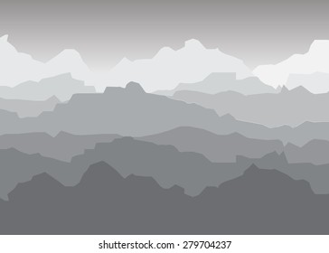 View of grayscale mountains. Mountain  landscape.