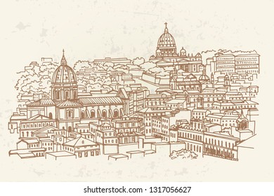 view of historic center of Rome, Italy