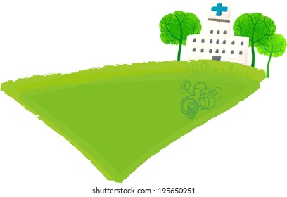 Der Blick ins Krankenhaus unter dem Himmel 