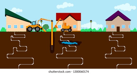 View of a house construction. Vector illustration design