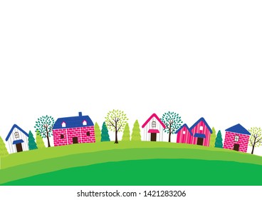 Der Blick auf das Haus in der Stadtlandschaft.