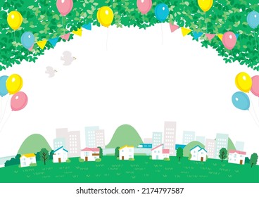 The view of house in the town landscape.
