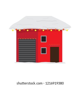 View of a house in winter. Vector illustration design