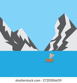 View of iceberg from a sailboat