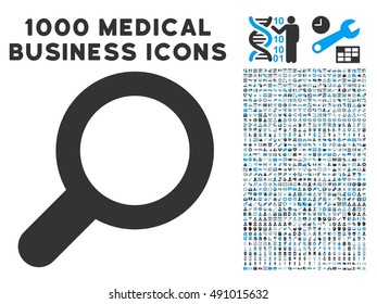 View icon with 1000 medical commercial gray and blue vector pictograms. Clipart style is flat bicolor symbols, white background.