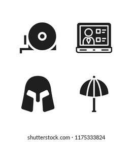 view icon. 4 view vector icons set. tools and utensils, helmet and laptop icons for web and design about view theme