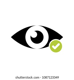 View icon with check sign. View icon and approved, confirm, done, tick, completed symbol. Vector illustration