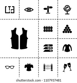View icon. collection of 13 view filled icons such as fence, blouse, glasses clink, blinds, eye, plan, direction, mirror. editable view icons for web and mobile.