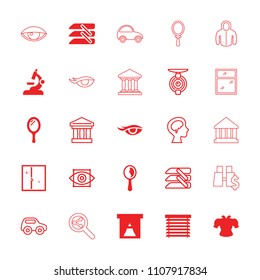 View icon. collection of 25 view filled and outline icons such as mirror, window, blinds, window shutter, toy car, bank, human brain. editable view icons for web and mobile.