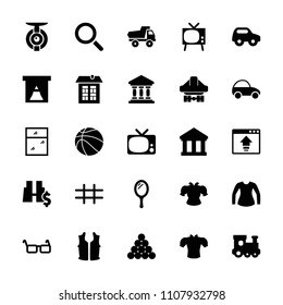 View icon. collection of 25 view filled icons such as toy car, train toy, mirror, blouse, biliard triangle, window, tv, glasses, grid. editable view icons for web and mobile.