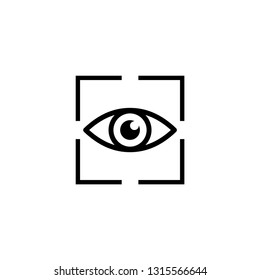 view icon. eye retina scan symbol. Recognition and authentication icon. Black vector