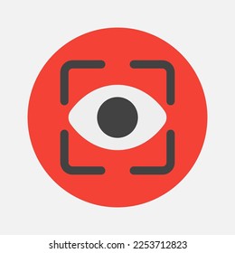 Ver icono en estilo plano sobre la cámara, usar para presentación de aplicaciones móviles del sitio web