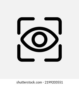 Ver icono en el estilo de línea sobre la cámara, usar para presentación de aplicaciones móviles del sitio web