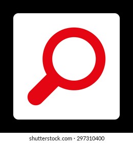 View icon from Primitive Buttons OverColor Set. This rounded square flat button is drawn with red and white colors on a black background.