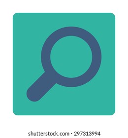 View icon from Primitive Buttons OverColor Set. This rounded square flat button is drawn with cobalt and cyan colors on a white background.