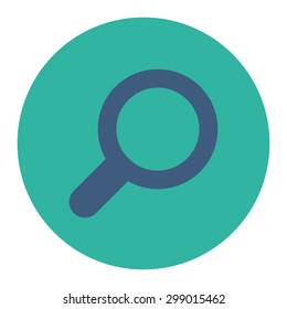 View icon from Primitive Round Buttons OverColor Set. This round flat button is drawn with cobalt and cyan colors on a white background.