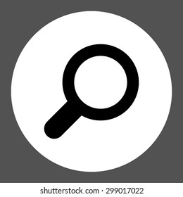 View icon from Primitive Round Buttons OverColor Set. This round flat button is drawn with black and white colors on a gray background.