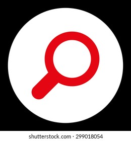 View icon from Primitive Round Buttons OverColor Set. This round flat button is drawn with red and white colors on a black background.