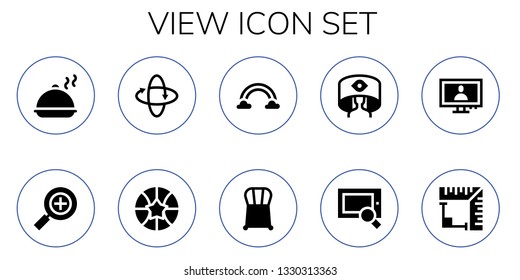 view icon set. 10 filled view icons.  Simple modern icons about  - Salver, Search, 360 , Basketball, Rainbow, Chair, 360 panorama, Monitor, Angle