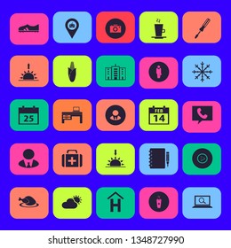 view icon set with university location, sun and cloud and office building vector illustration