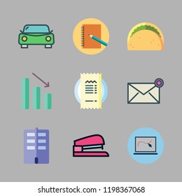 view icon set. vector set about flat, envelope, taco and laptop icons set.