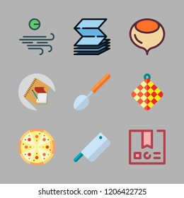 view icon set. vector set about cleaver, school material, hazelnut and package icons set.