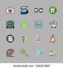 view icon set. vector set about desk, tray, corkscrew and school material icons set.