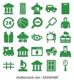 View icons set. set of 25 view filled icons such as window, toy car, train toy, mirror, security guy, cutting board, sleeveless shirt, hoodie, cargo plane back view