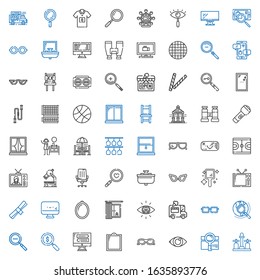 view icons set. Collection of view with sink, search, eye, sunglasses, window, monitor, loupe, zoom out, explore, eyeglasses, ice cream car. Editable and scalable view icons.