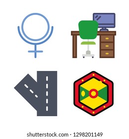 view icons set with desk, grenada and pluto vector set