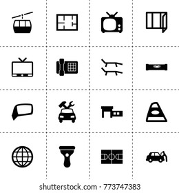 View icons. vector collection filled view icons. includes symbols such as car repair, car service, tv, bubble level, plan, window. use for web, mobile and ui design.