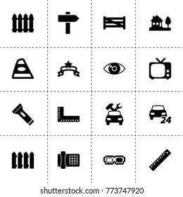 View icons. vector collection filled view icons. includes symbols such as fence, car repair, 24/7 car service, back car light, eye, ruler. use for web, mobile and ui design.