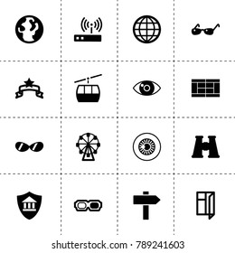 View icons. vector collection filled view icons. includes symbols such as bank insurance, eye, window, banner, 3d glasses, ferris wheel. use for web, mobile and ui design.
