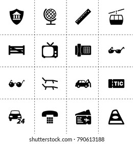 View icons. vector collection filled view icons. includes symbols such as fence, bank insurance, 24/7 car service, car repair, ruler, tv. use for web, mobile and ui design.
