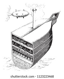 Vista de la máquina infernal dirigida contra Dunkerque, ilustración vintage. Magasin Pittoresque 1844.