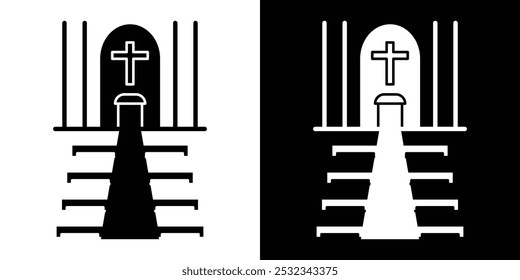 view inside catholic church icon linear logo isolated