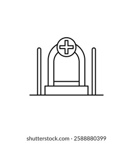 view inside catholic church icon Vector logo set flat