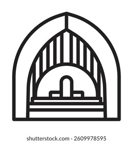 view inside catholic church icon Line Art Logo set