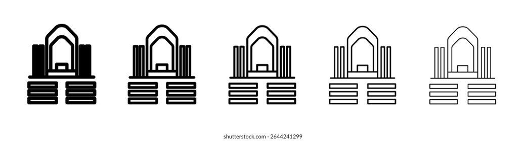 ver dentro da igreja católica ícone delineamento fino logotipo marca set
