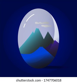 the view inside the egg glass vector