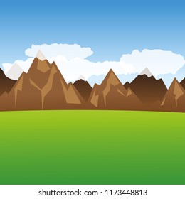 view into the mountains and green meadow vector illustration EPS10